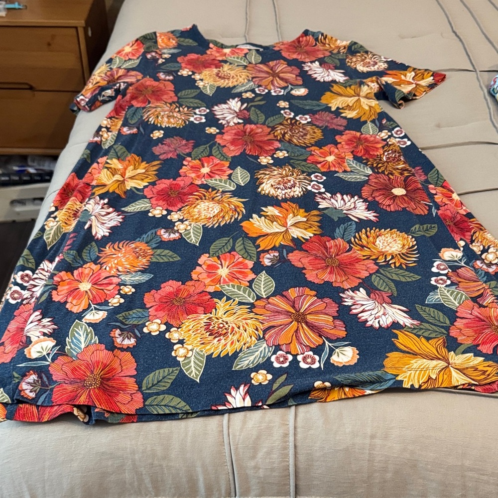 LOFT Floral Mini Dress in Blue and Red